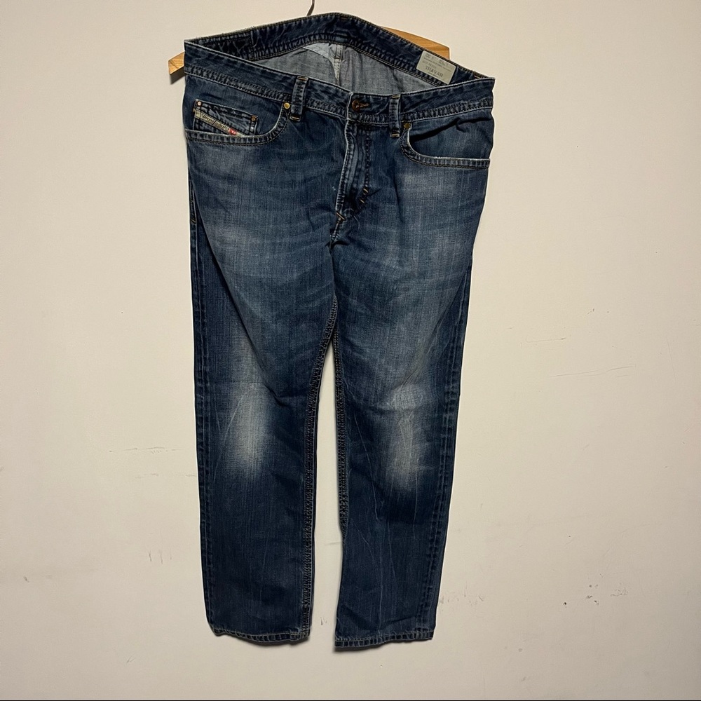 Diesel Industry Medium Wash Denim Jeans Slim Skinny Contrast Embroidery W36 L32